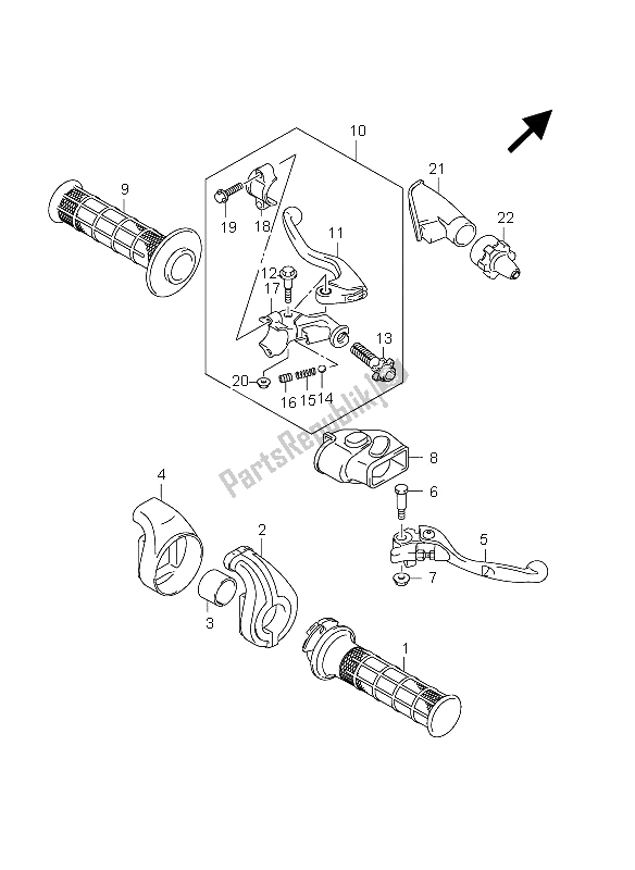 All parts for the Handle Lever of the Suzuki RM Z 250 2012