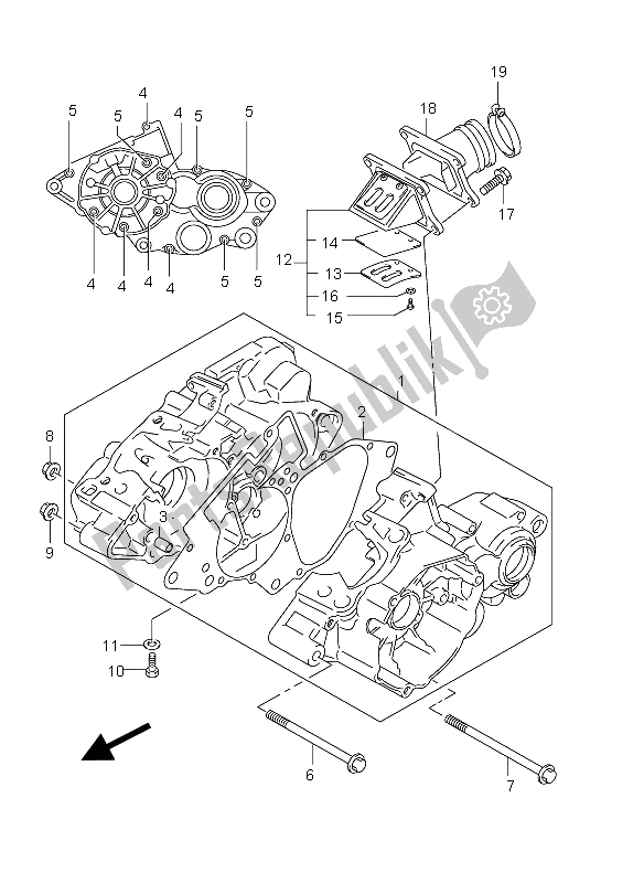 All parts for the Crankcase of the Suzuki RM 85 SW LW 2012