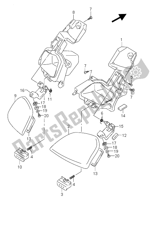 All parts for the Front Panel Box of the Suzuki AN 250 Burgman 2006