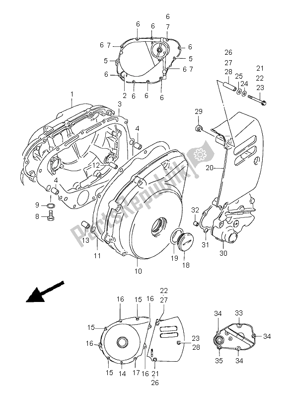 Todas las partes para Tapa Del Cárter de Suzuki LS 650 Savage 1998