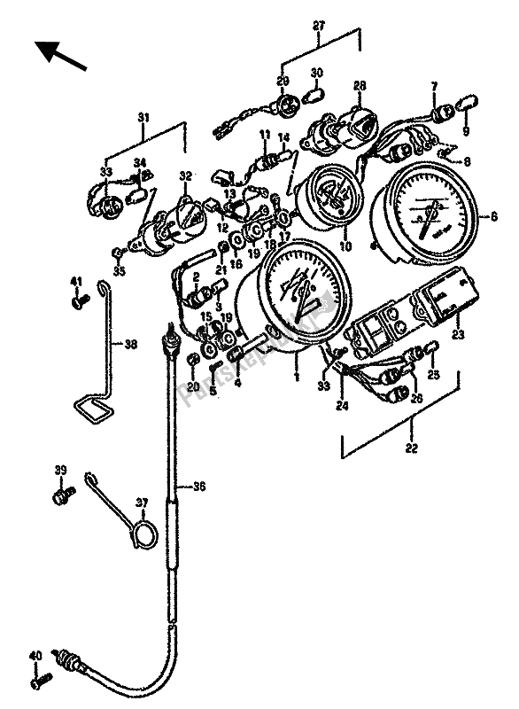 Alle onderdelen voor de Snelheidsmeter van de Suzuki GSX 750F 1993