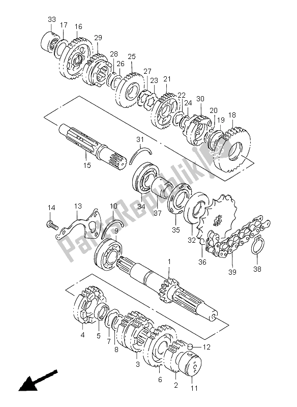 All parts for the Transmission of the Suzuki GS 500E 1999