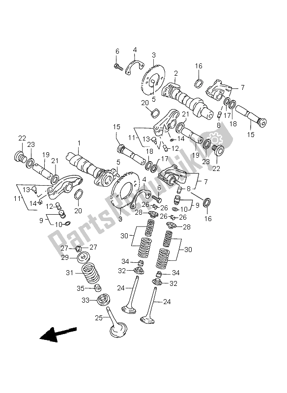 All parts for the Cam Shaft & Valve of the Suzuki VL 1500 Intruder LC 2000