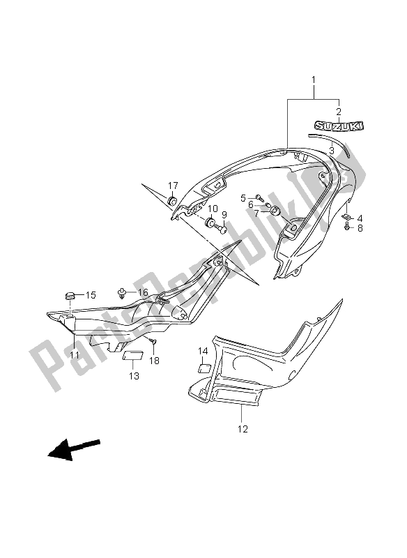 Alle onderdelen voor de Achterspatbord (vzr1800-uf-n-nuf) van de Suzuki VZR 1800 Rnzr2 M Intruder 2009