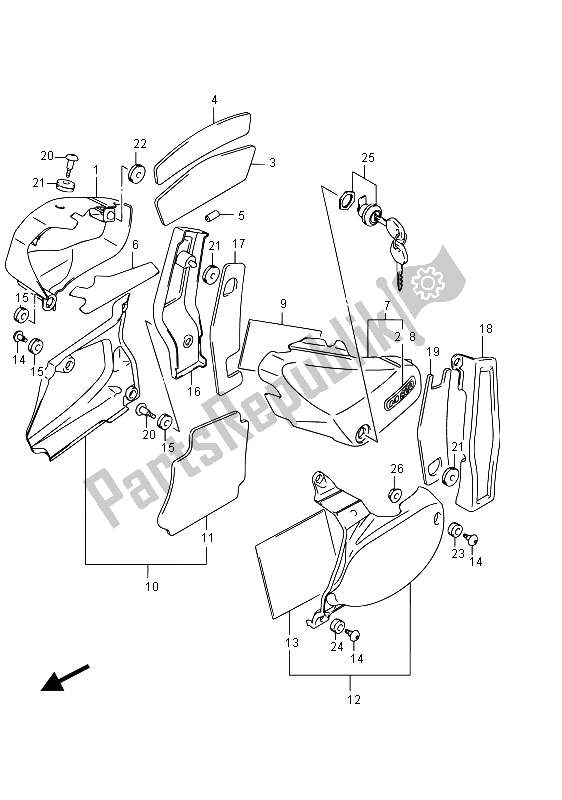 All parts for the Frame Cover of the Suzuki VZ 800 Intruder 2015