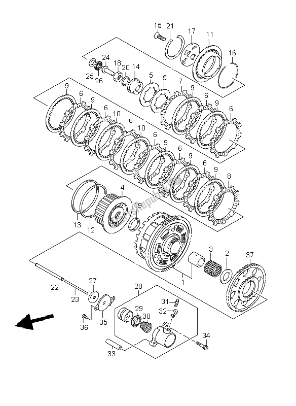 All parts for the Clutch of the Suzuki GSF 1200 Nsnasa Bandit 2006