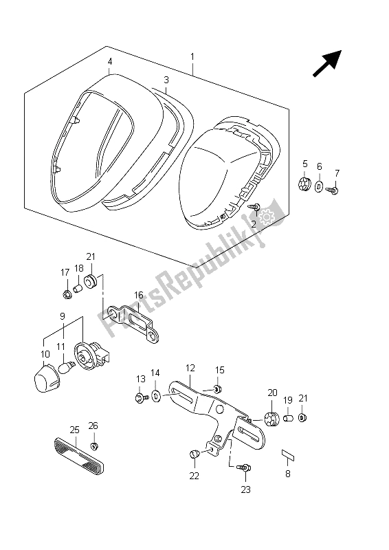 All parts for the Rear Combination Lamp of the Suzuki C 800 VL Intruder 2012