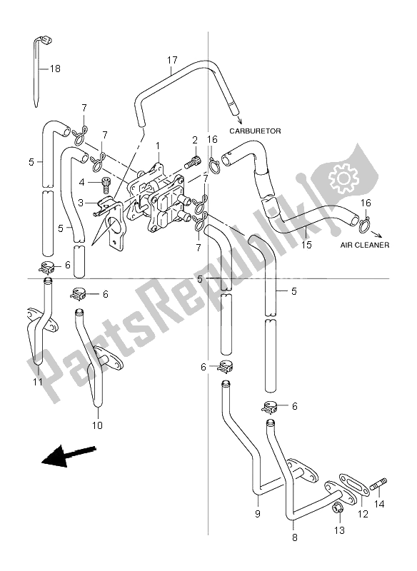 Todas as partes de Segundo Ar do Suzuki GSF 600 NS Bandit 2002