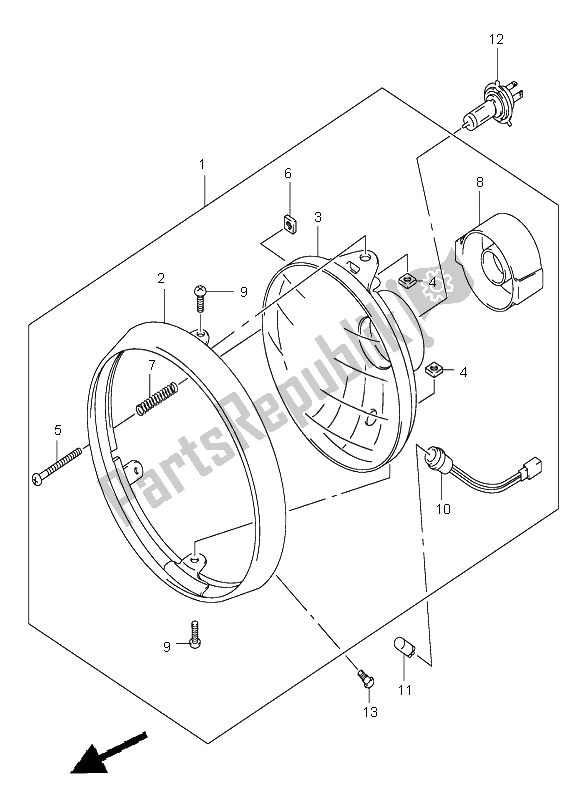 All parts for the Headlamp (gsf1200-z) of the Suzuki GSF 1200 NSZ Bandit 2004