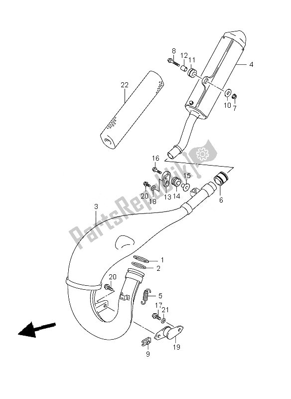 All parts for the Muffler of the Suzuki RM 125 2007