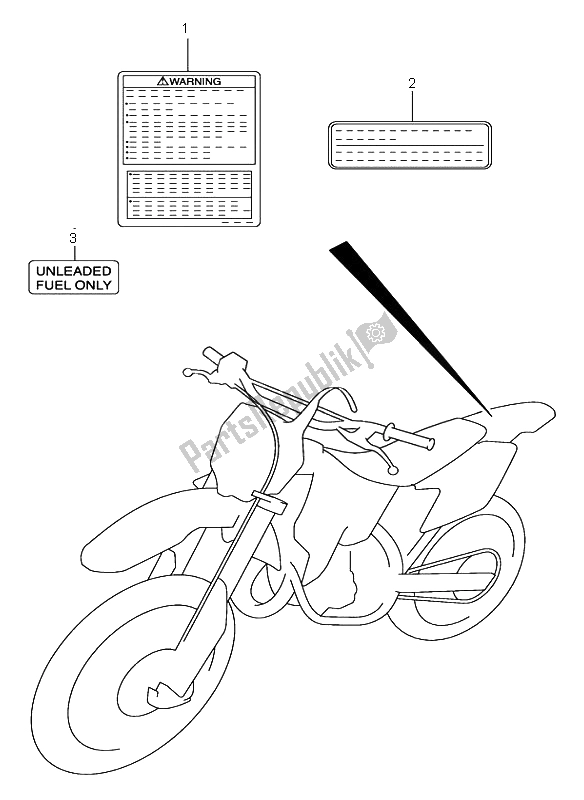 All parts for the Label of the Suzuki RM 125 2001