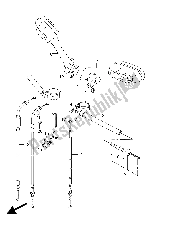 All parts for the Handlebar of the Suzuki GSX R 750 2011