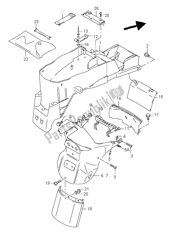 Toutes les pièces pour le Garde-boue Arrière du Suzuki TL 1000R 1999