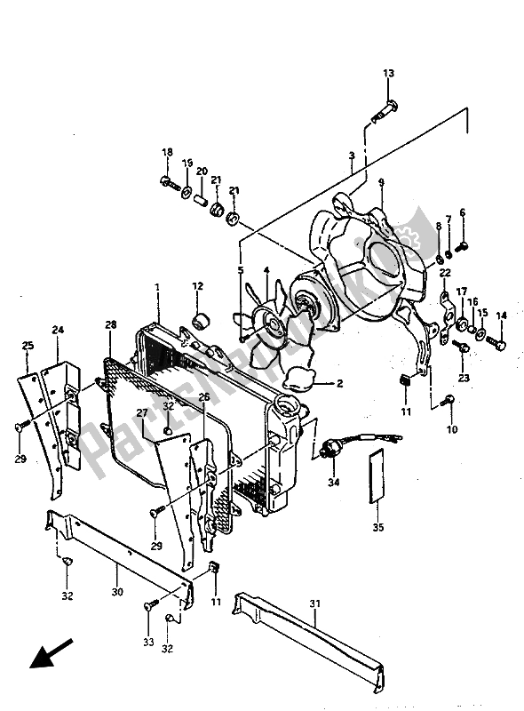 Alle onderdelen voor de Radiator van de Suzuki GV 1400 Gdgcgt 1986