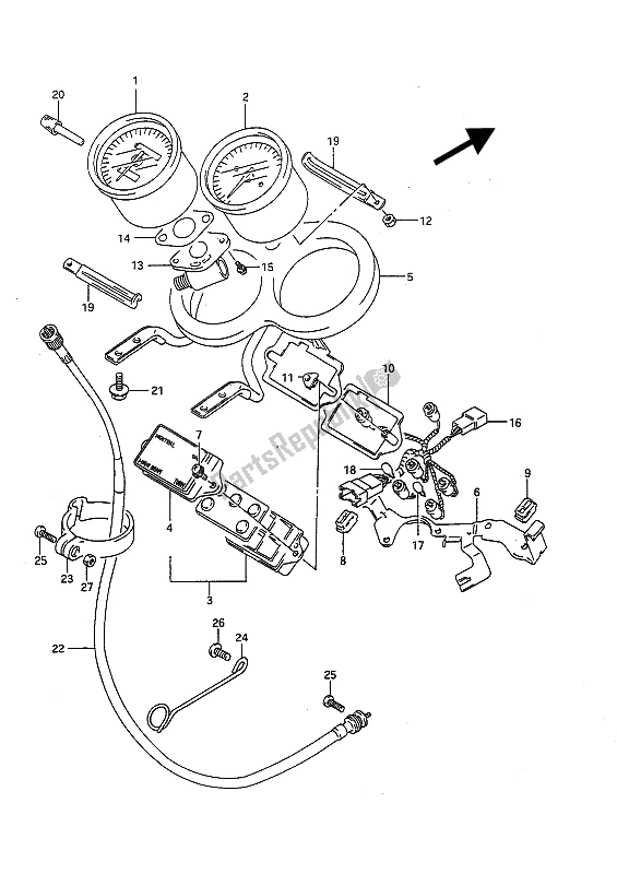 All parts for the Speedometer of the Suzuki GSX R 750 1991