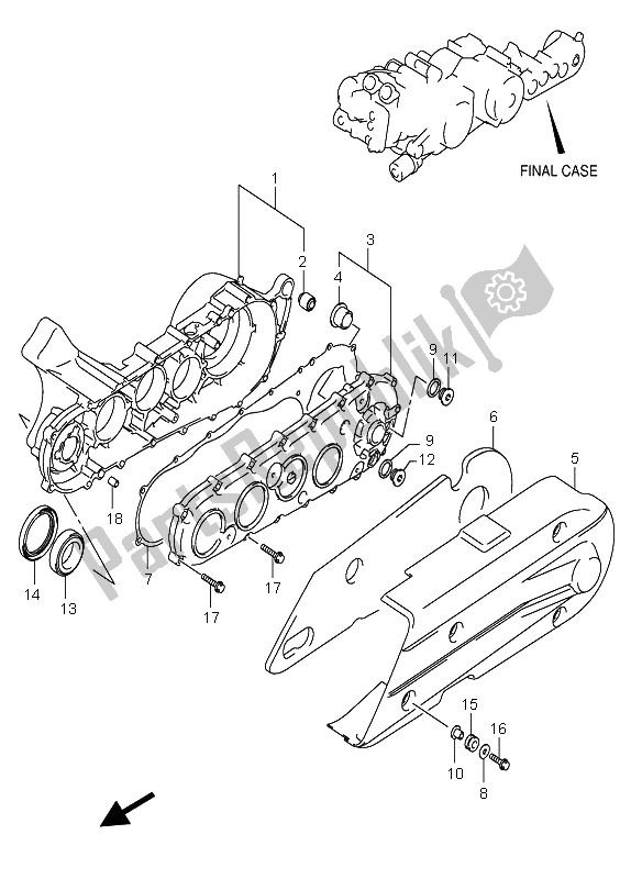 All parts for the Case Final (an650a) of the Suzuki AN 650A Burgman Executive 2005