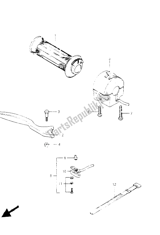Alle onderdelen voor de Schakelaar Rechts Handvat van de Suzuki GSX 400S 1986