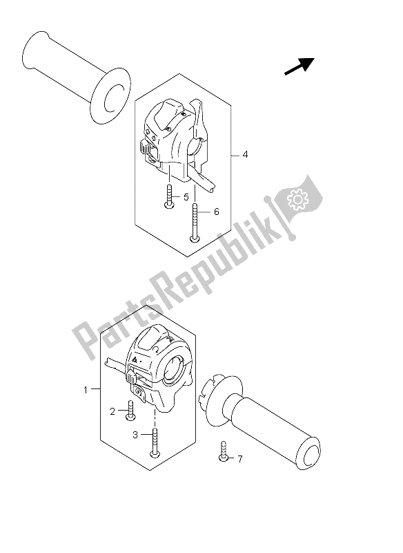 All parts for the Handle Switch of the Suzuki GSX 1300R Hayabusa 2005