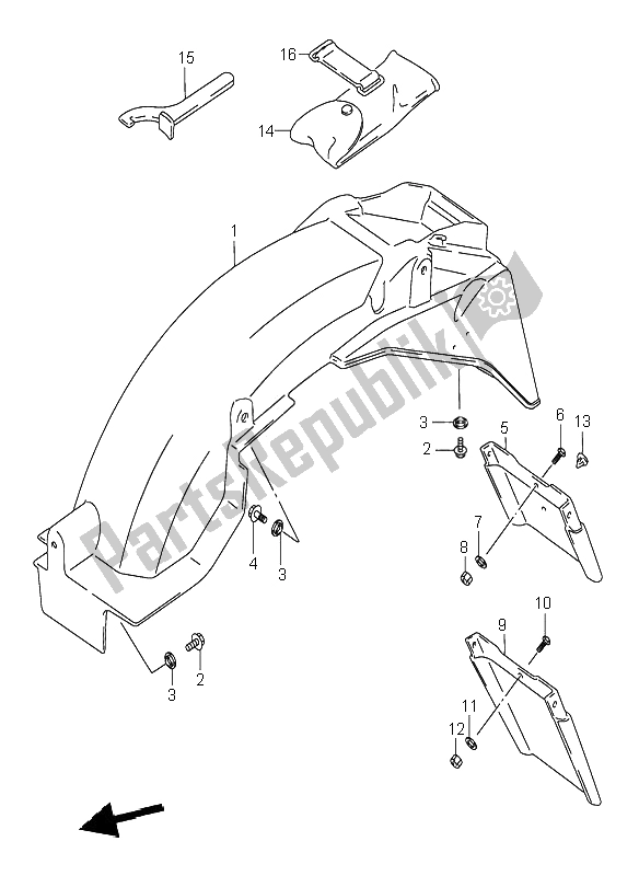 All parts for the Rear Fender of the Suzuki GSX 750F 1996