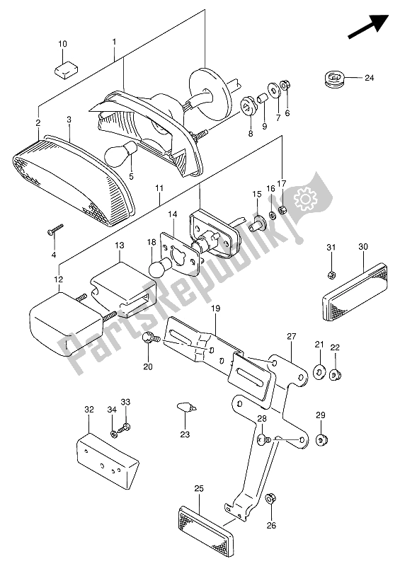 Todas as partes de Lâmpada De Combinação Traseira do Suzuki VX 800U 1993