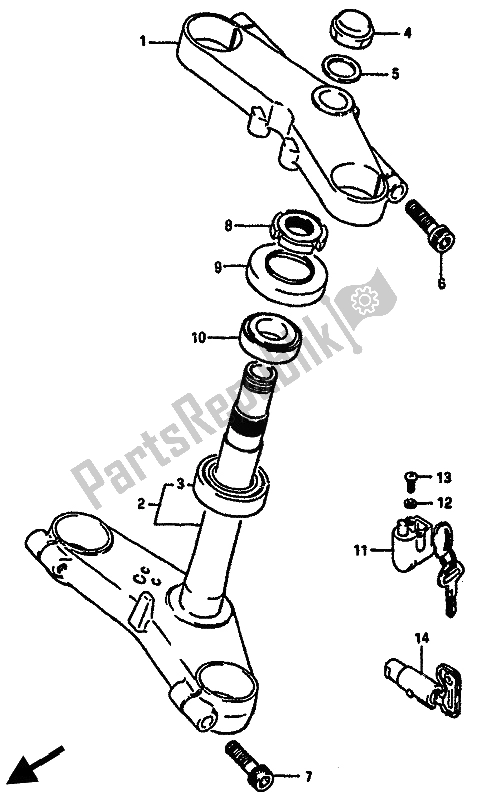 Tutte le parti per il Gambo Dello Sterzo del Suzuki GSX R 750X 1986