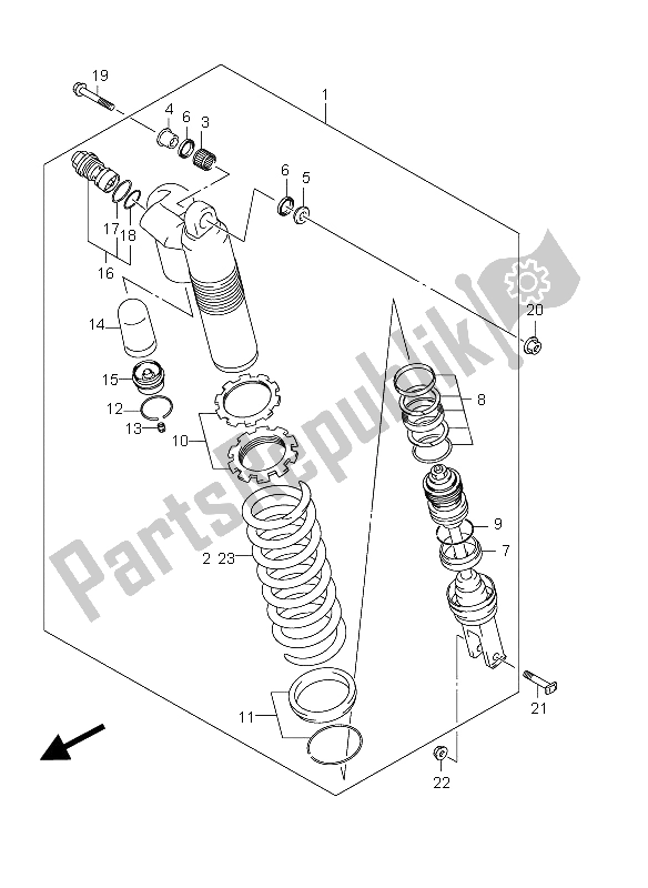 All parts for the Rear Shock Absorber of the Suzuki RM Z 250 2012