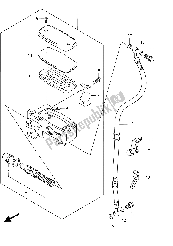 All parts for the Front Master Cylinder of the Suzuki VZ 800 Intruder 2015