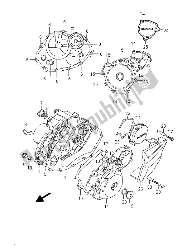 Wszystkie części do Pokrywa Skrzyni Korbowej Suzuki DR 125 SM 2010