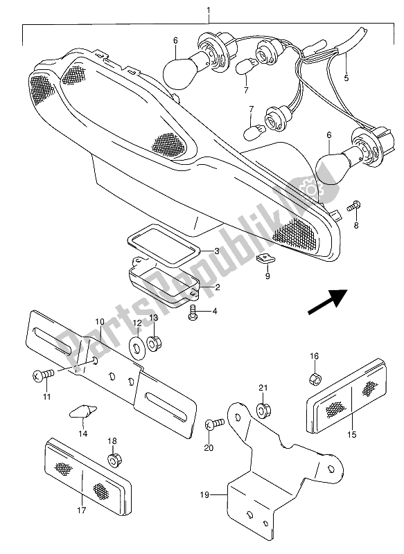 Todas as partes de Lanterna Trazeira do Suzuki RF 600 RU 1994