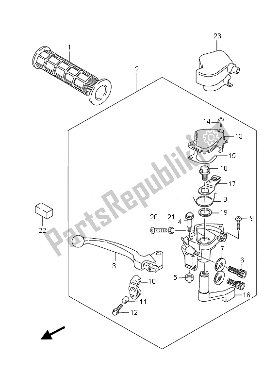 All parts for the Front Brake Lever of the Suzuki LT Z 90 4T Quadsport 2010