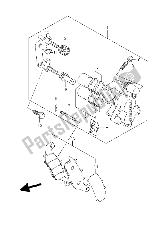 All parts for the Front Caliper of the Suzuki RM 85 SW LW 2009