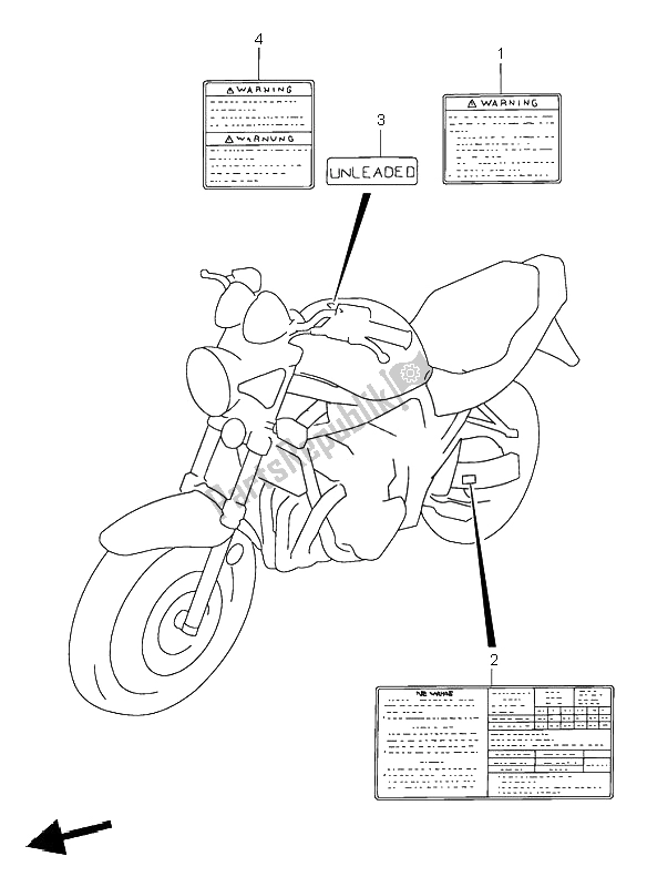 Tutte le parti per il Etichetta del Suzuki GSF 600N Bandit 1997