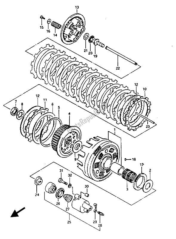 All parts for the Clutch of the Suzuki GV 1400 GD 1988