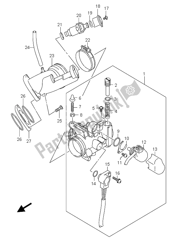 All parts for the Throttle Body of the Suzuki Burgman AN 400S 2006