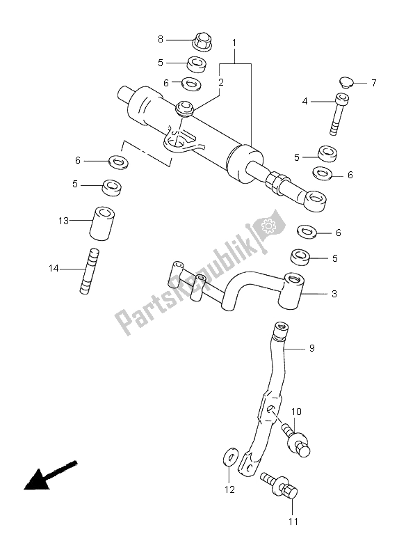 All parts for the Steering Damper of the Suzuki TL 1000S 2000