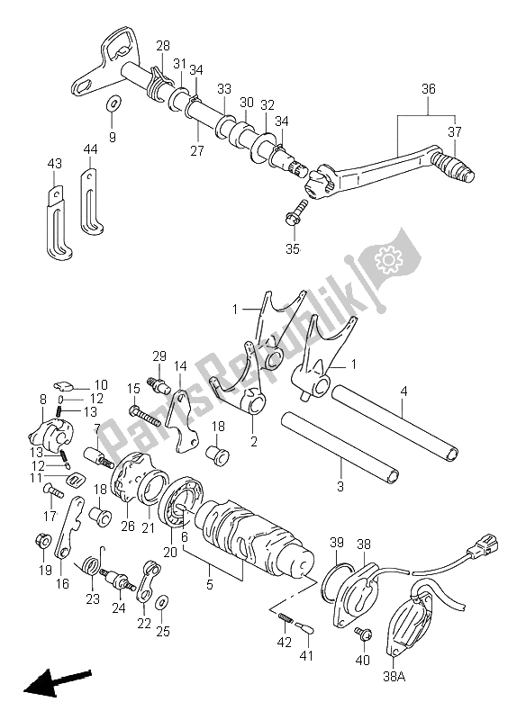 All parts for the Gear Shifting of the Suzuki GSX R 1100W 1997