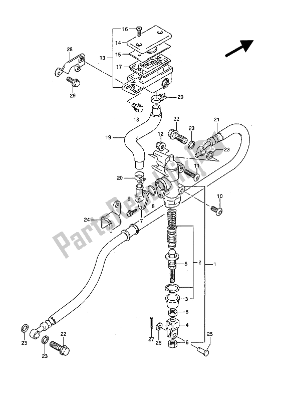 Todas as partes de Cilindro Mestre Traseiro do Suzuki GSF 400 Bandit 1993