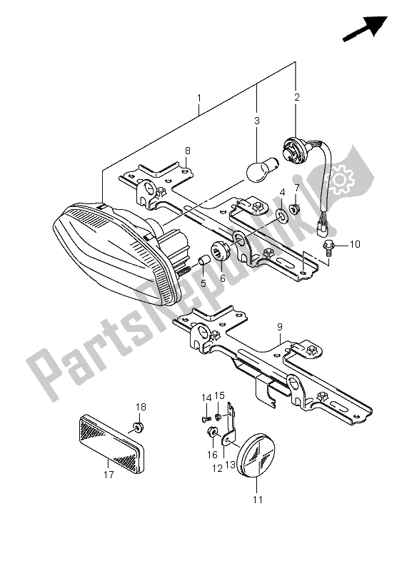 All parts for the Rear Combination Lamp of the Suzuki LT A 400F Kingquad 4X4 2008