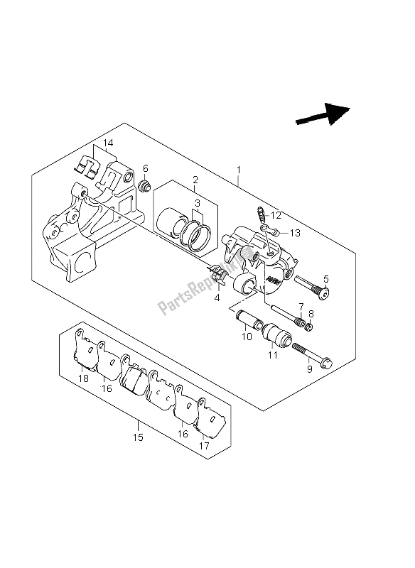 Toutes les pièces pour le étrier Arrière (gsf1250a E21) du Suzuki GSF 1250A Bandit 2011