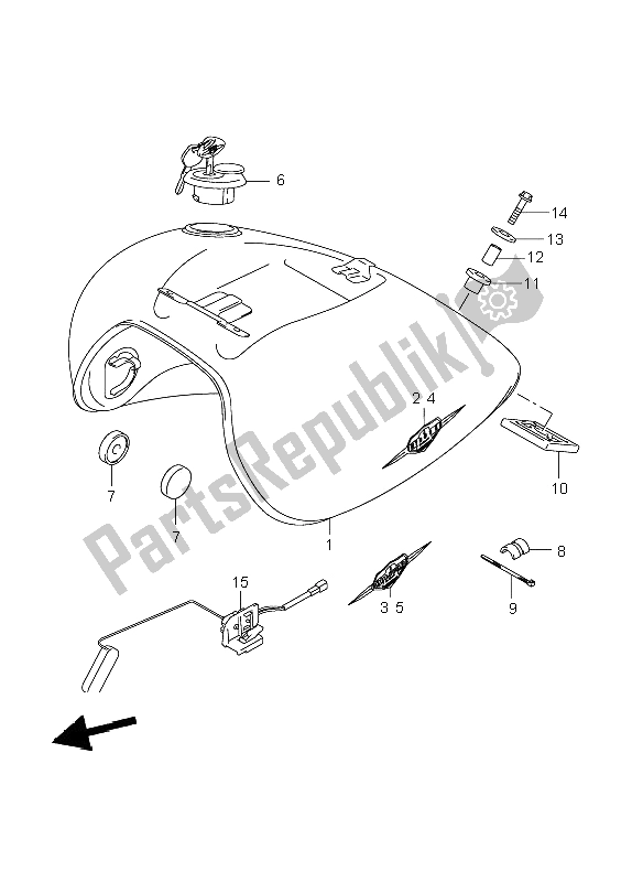 All parts for the Fuel Tank of the Suzuki VL 800C Volusia 2008