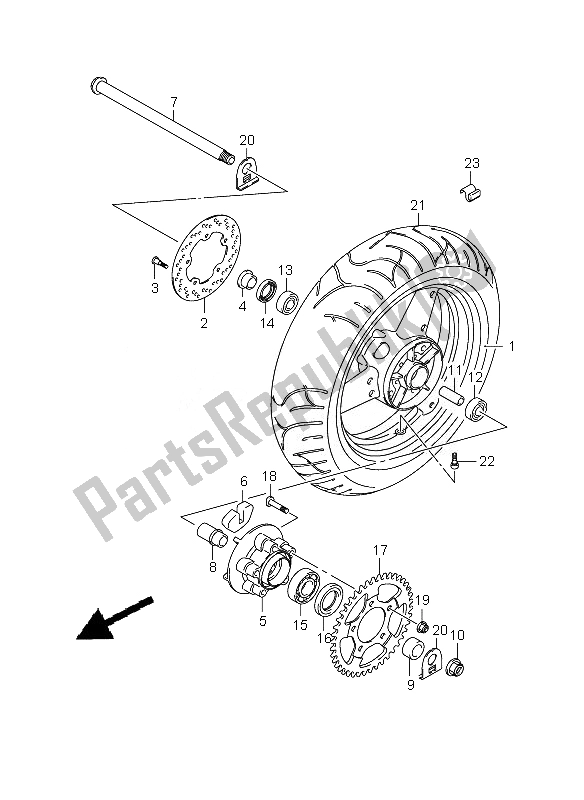 Tutte le parti per il Ruota Posteriore (gsx650f-fu) del Suzuki GSX 650 FA 2010