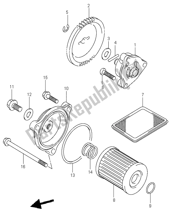 All parts for the Oil Pump of the Suzuki LT F 250 Ozark 2002