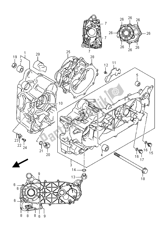 Todas las partes para Caja Del Cigüeñal de Suzuki UH 125A Burgman 2015