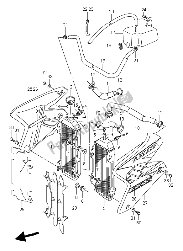 Tutte le parti per il Termosifone del Suzuki DR Z 400S 2004