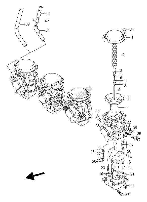 Tutte le parti per il Carburatore del Suzuki GSX 600F 2001