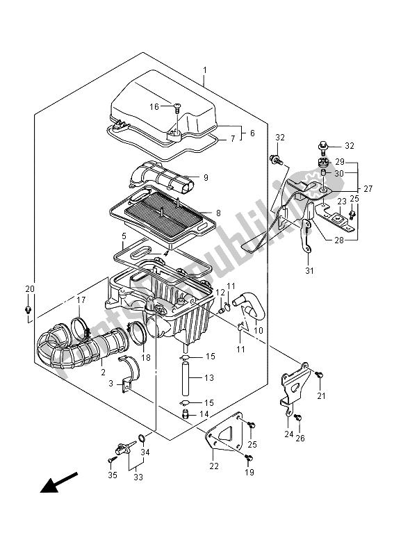 Alle onderdelen voor de Luchtfilter van de Suzuki Burgman AN 400 AZA 2015