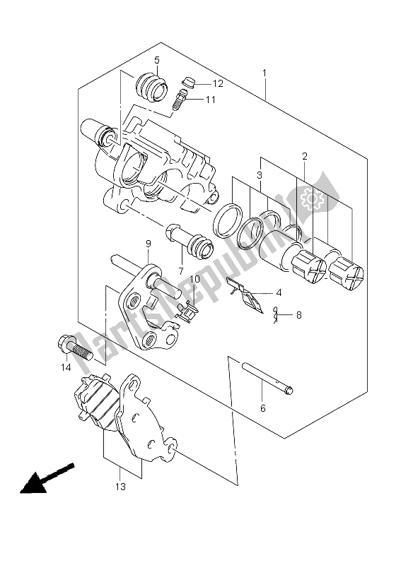 All parts for the Front Caliper of the Suzuki VZ 800 Marauder 2006