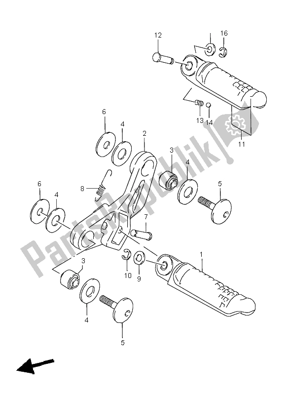 All parts for the Footrest of the Suzuki GSX 600F 1996