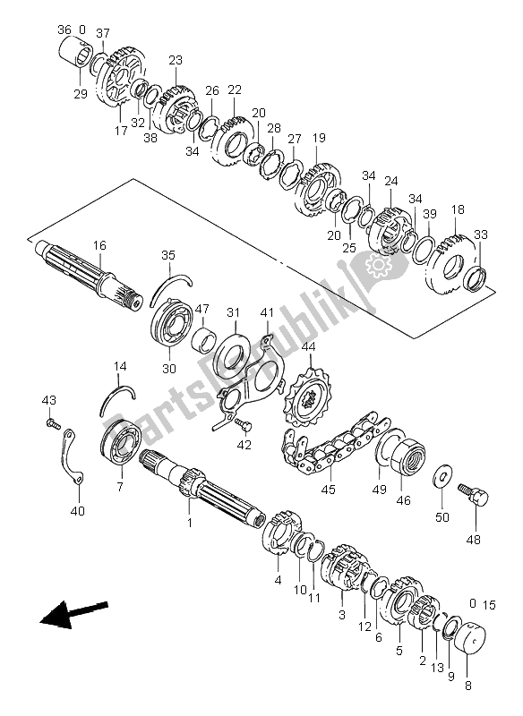 All parts for the Transmission of the Suzuki GSF 600S Bandit 1996