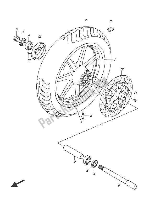 Tutte le parti per il Ruota Anteriore del Suzuki VL 1500T Intruder 2016